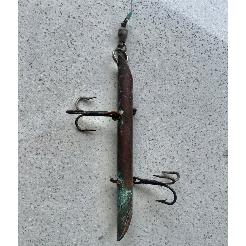 Vintage Metal Fishing Lure With Triple Hooks